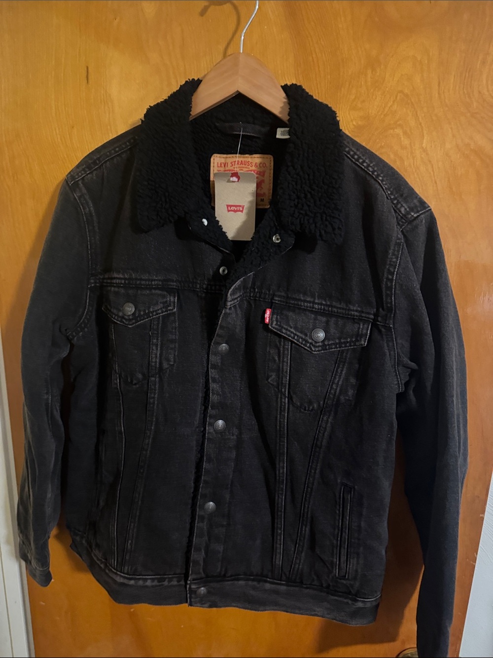 Levis Jean Jacket Mens Medium Black Fleece Sherpa Trucker